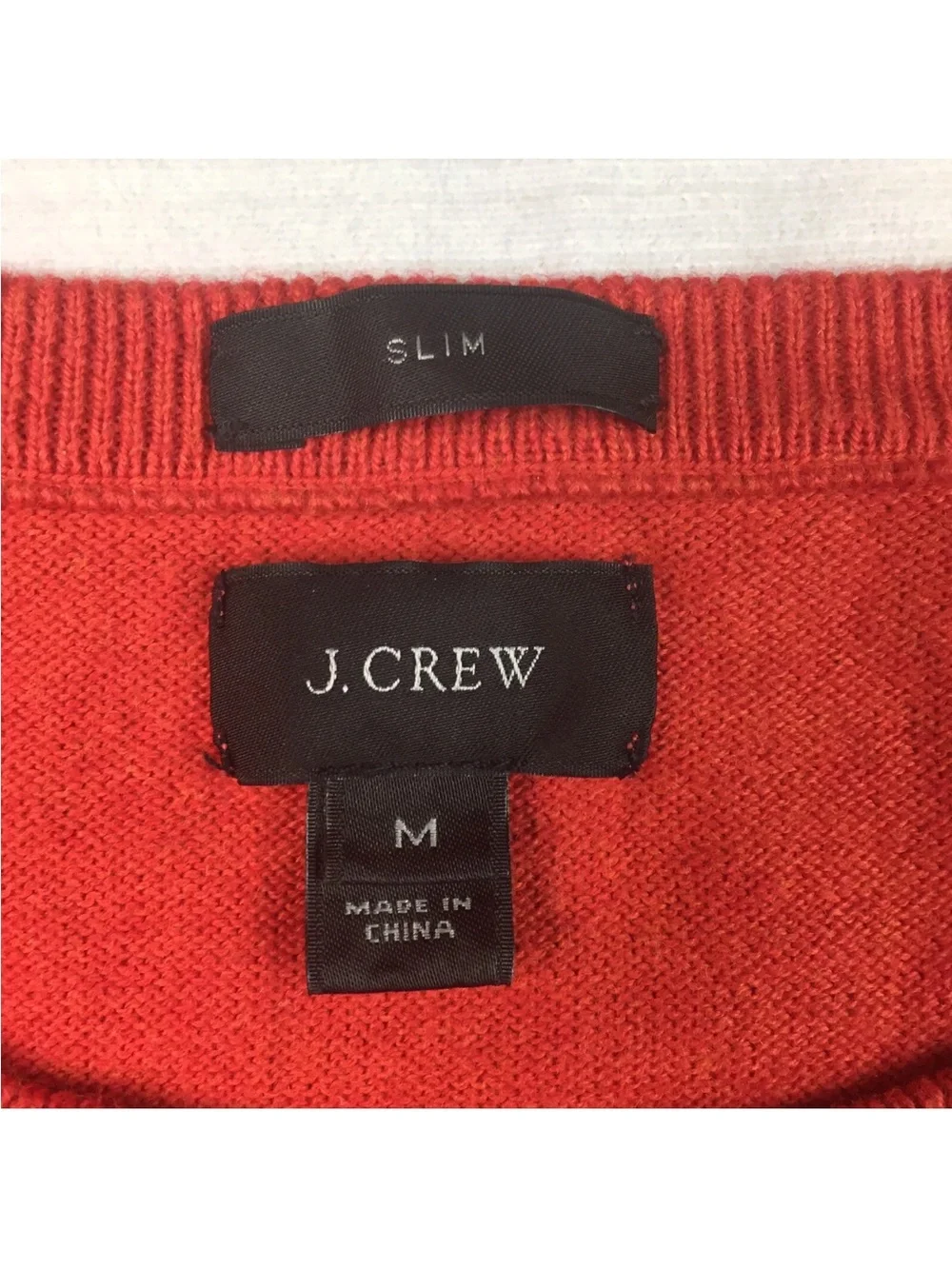 J. Crew Men’s Medium Cashmere Cotton Blend Slim Fit Orange Pullover Sweater